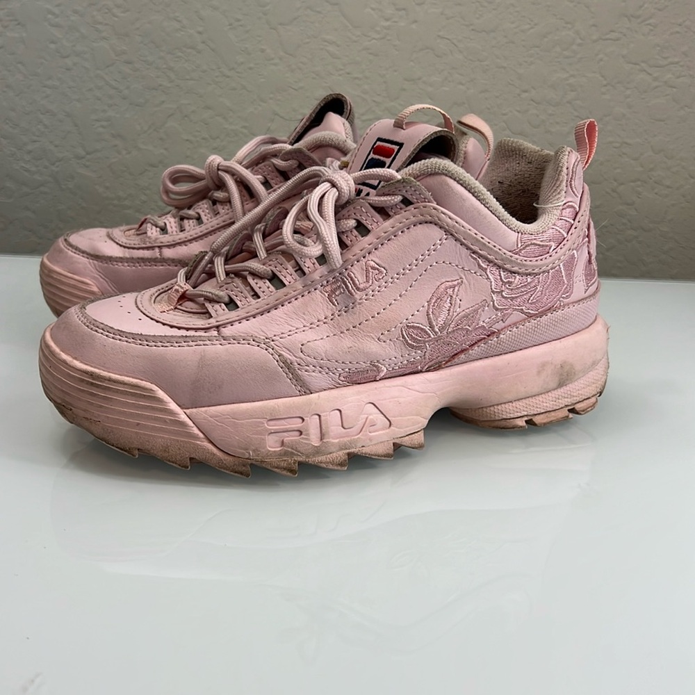 Fila Women's Disruptor II Embroidery Rose Blush Pink, SIZE 7 Platform Y2K 90s
